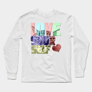 Love yourself cat's eyes love heart design Long Sleeve T-Shirt